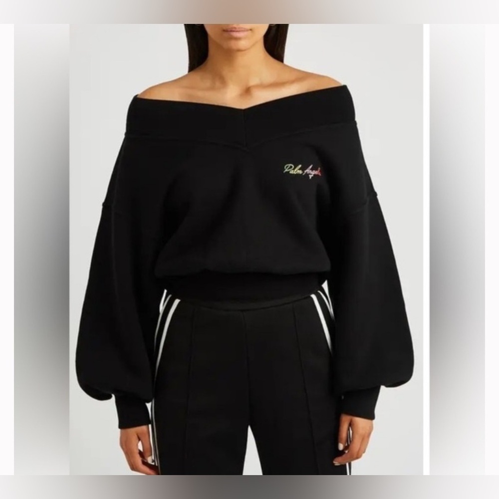 RARE Palm Angels women Miami rainbow black cotton sweatshirt